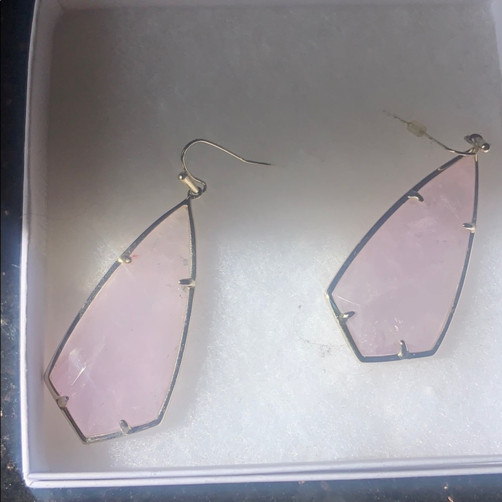 Kenda Scott quartz pink rose earrings